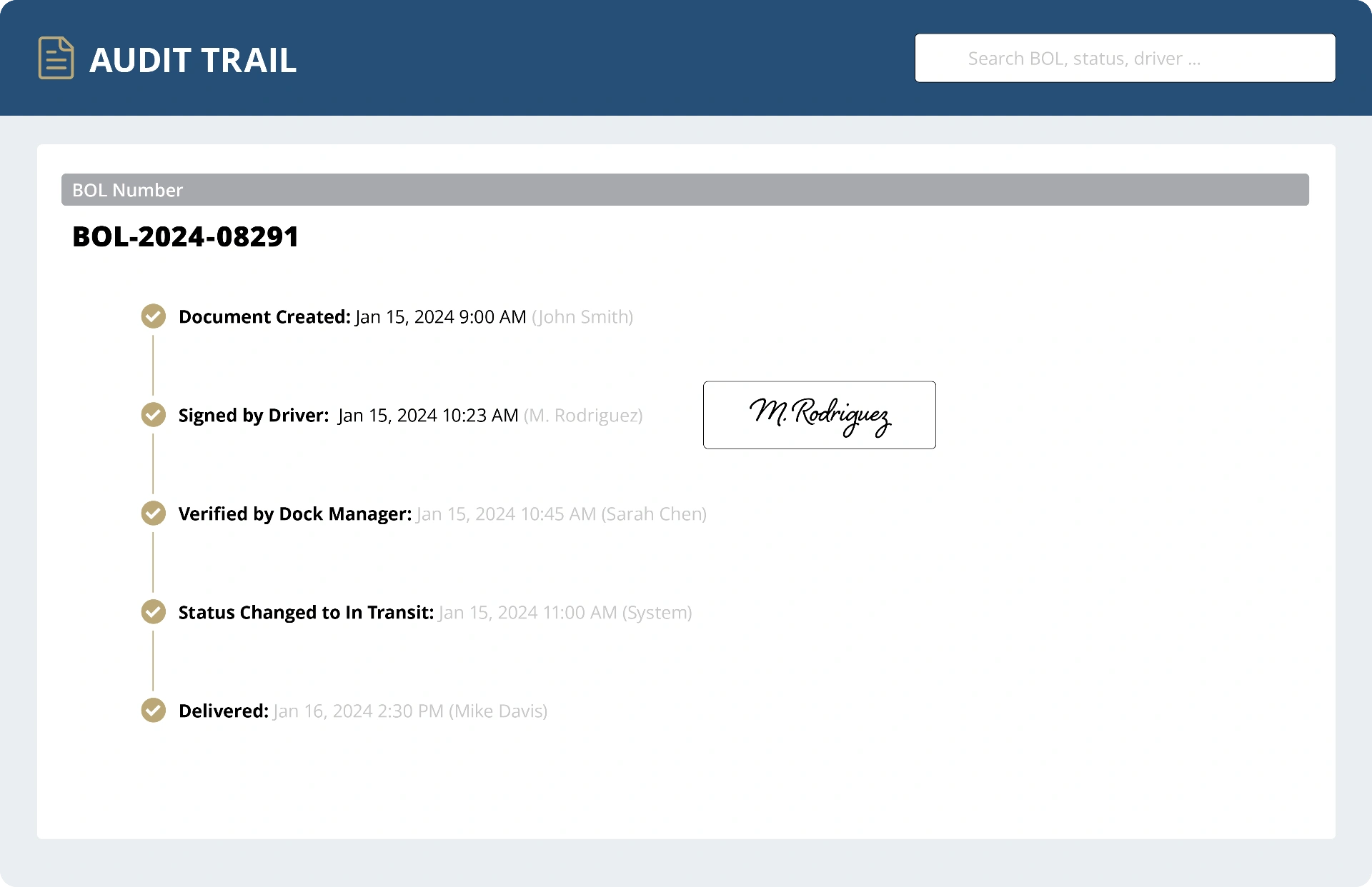 Built-In Compliance — eBOL interface